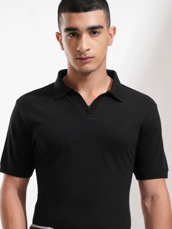 Solid Polo Collar T-Shirt