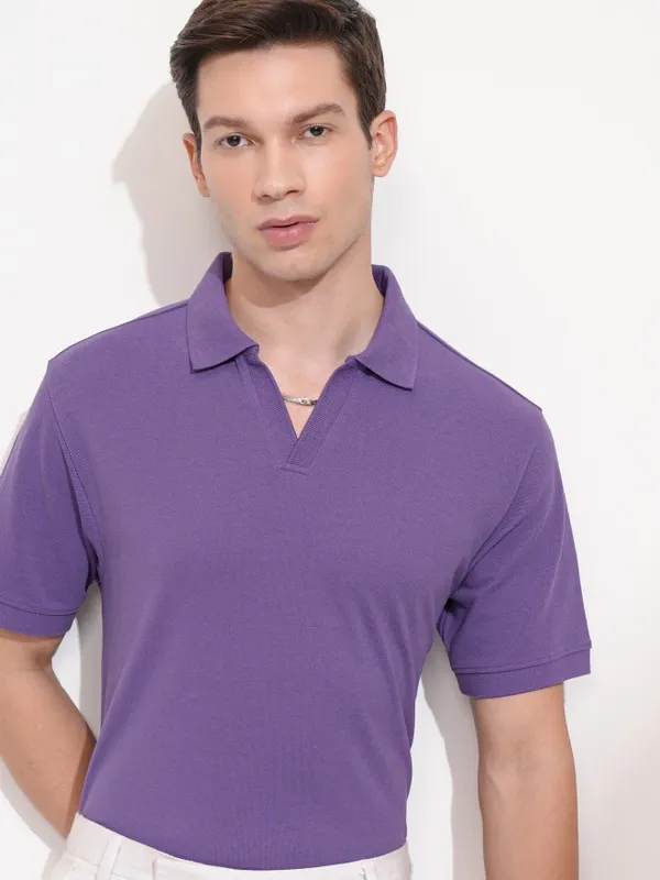 Self Design Polo Collar T-Shirt