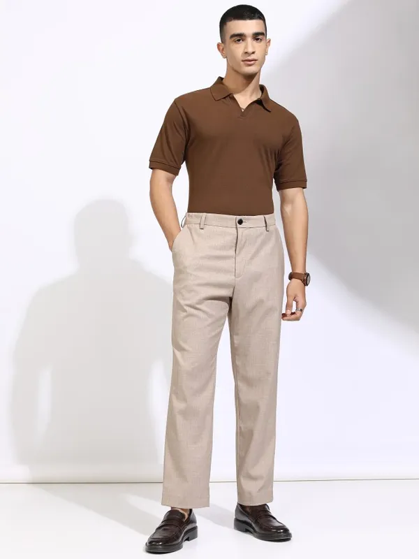 Highlander Men Brown Solid Polo Collar T-Shirt