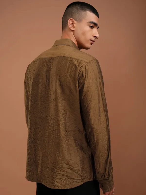 Highlander Men Brown Checked Slim Fit Casual Shirt