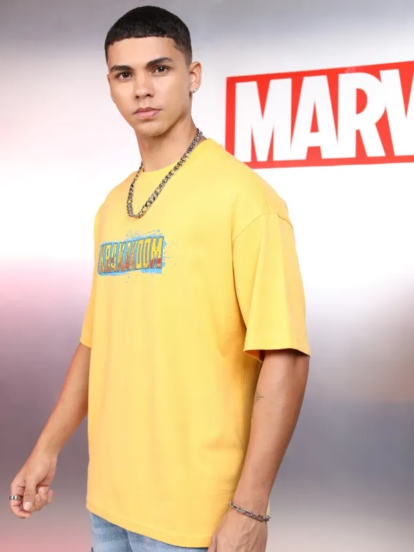 Marvel By Highlander Men Yellow Thor Printed Round Neck Oversized Fit T-Shirt
