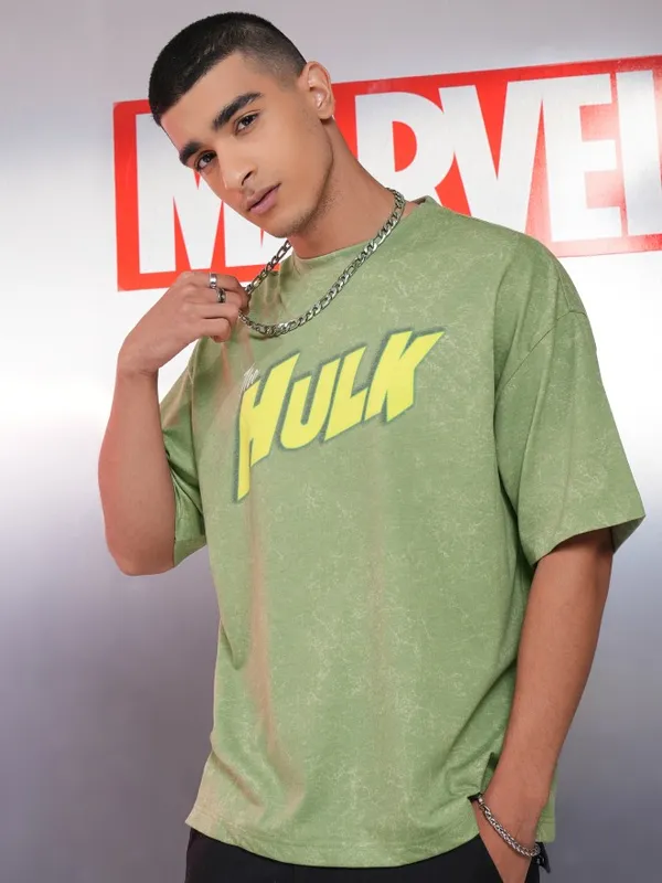 Hulk Men Printed Round Neck Oversized Fit T-Shirt