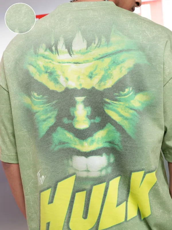 Hulk Men Printed Round Neck Oversized Fit T-Shirt