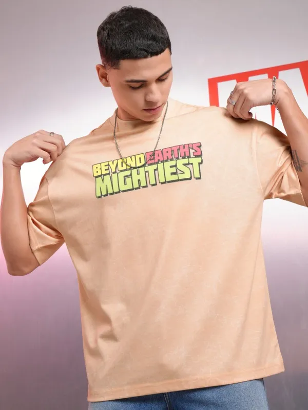 Avengers Men Printed Round Neck Oversized Fit T-Shirt