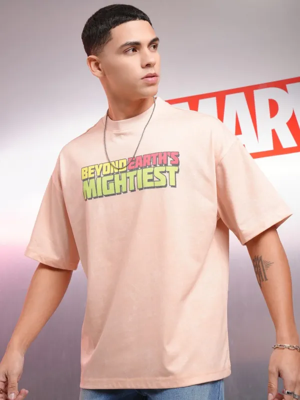Avengers Men Printed Round Neck Oversized Fit T-Shirt