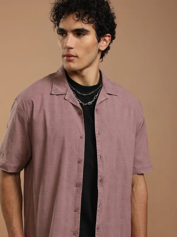 Highlander Men Maroon Faded Oversized Fit Casual Shirt