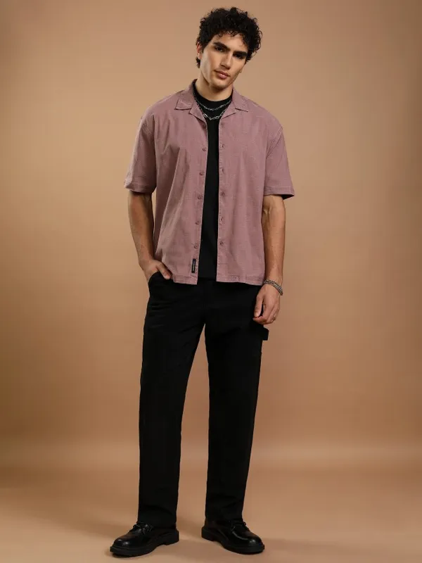 Highlander Men Maroon Faded Oversized Fit Casual Shirt