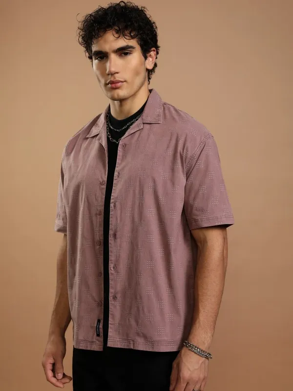 Highlander Men Maroon Faded Oversized Fit Casual Shirt