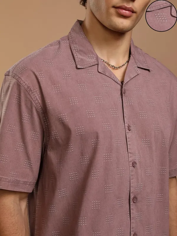 Highlander Men Maroon Faded Oversized Fit Casual Shirt