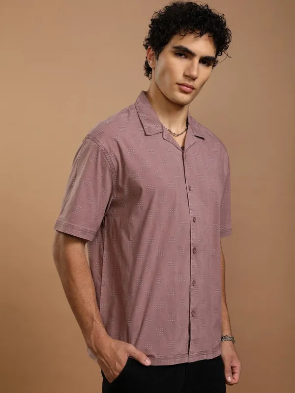 Highlander Men Maroon Faded Oversized Fit Casual Shirt