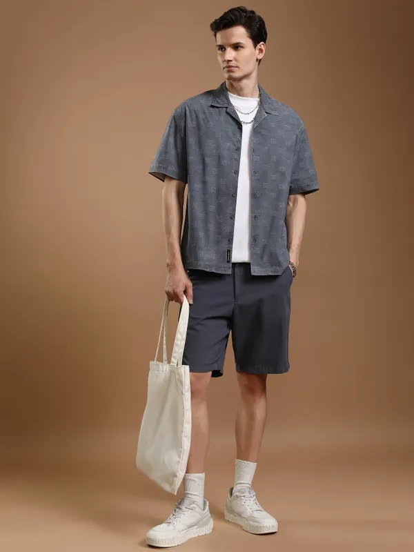 Highlander Men Blue Faded Oversized Fit Casual Shirt