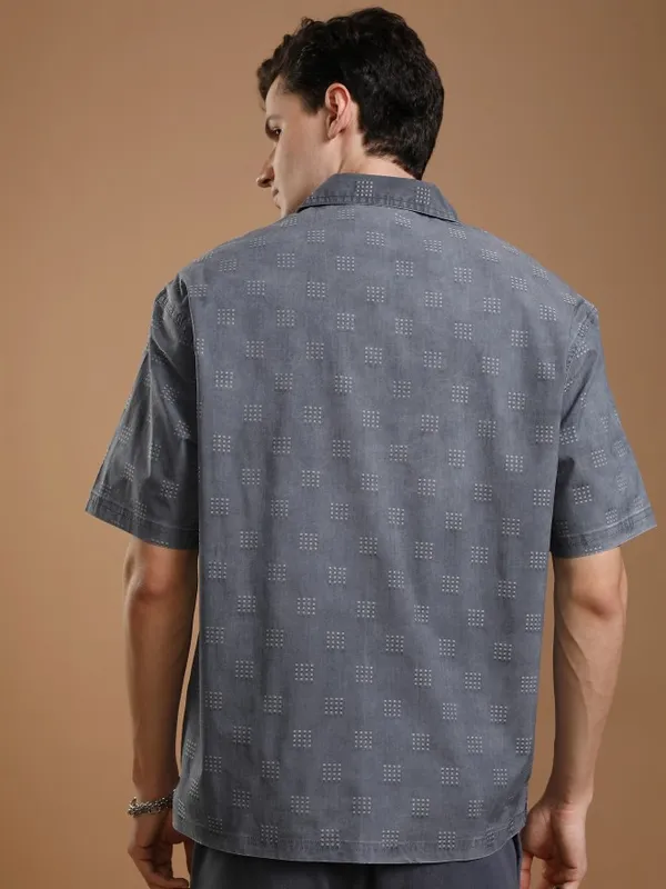 Highlander Men Blue Faded Oversized Fit Casual Shirt