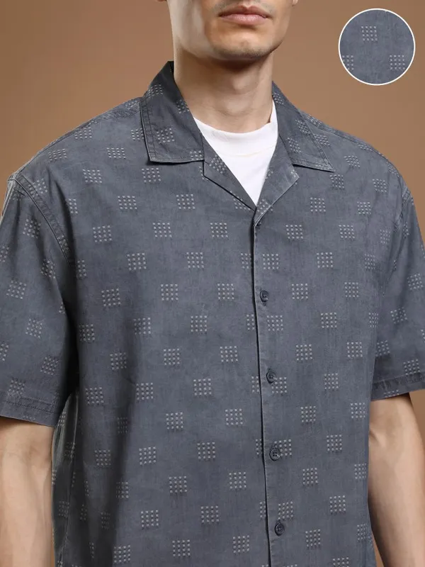 Highlander Men Blue Faded Oversized Fit Casual Shirt