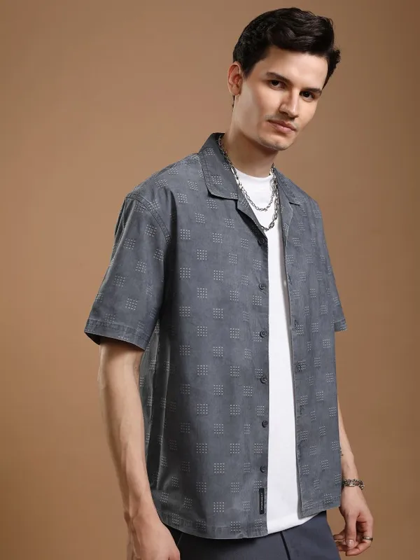 Highlander Men Blue Faded Oversized Fit Casual Shirt