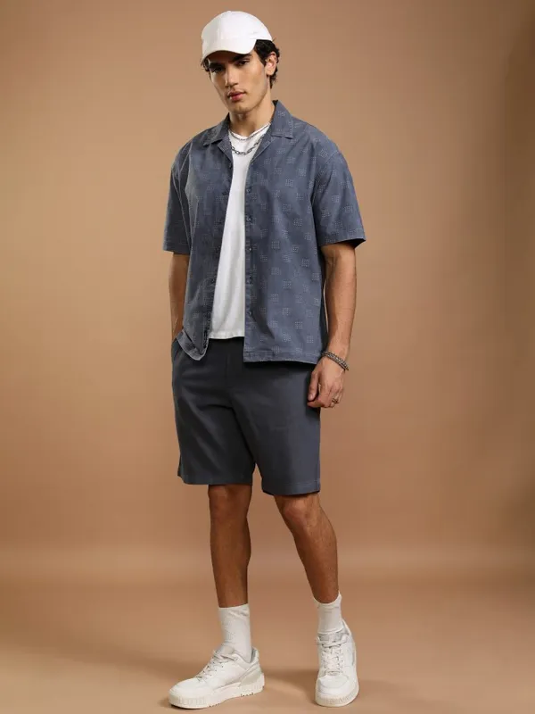 Highlander Men Blue Faded Oversized Fit Casual Shirt