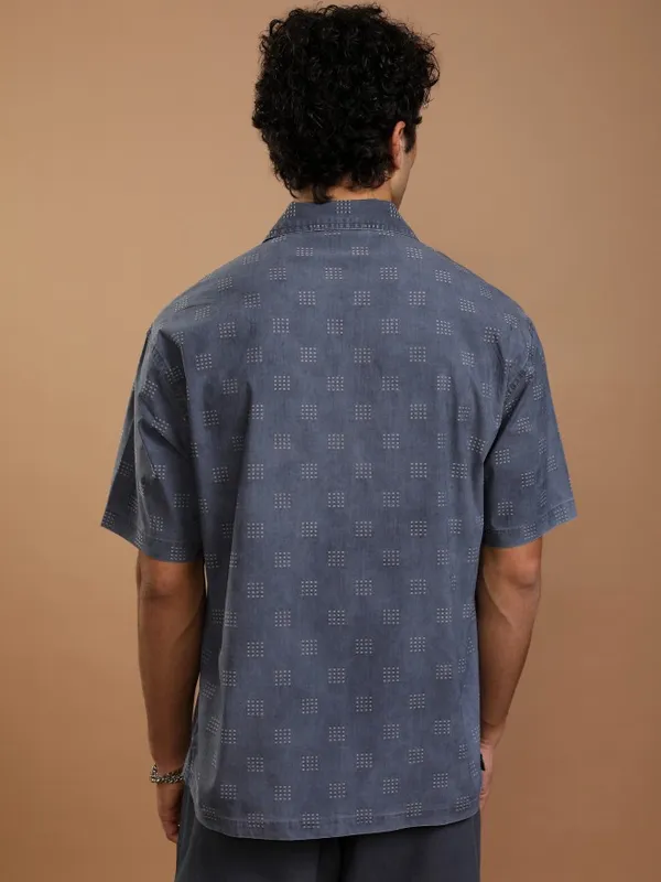 Highlander Men Blue Faded Oversized Fit Casual Shirt