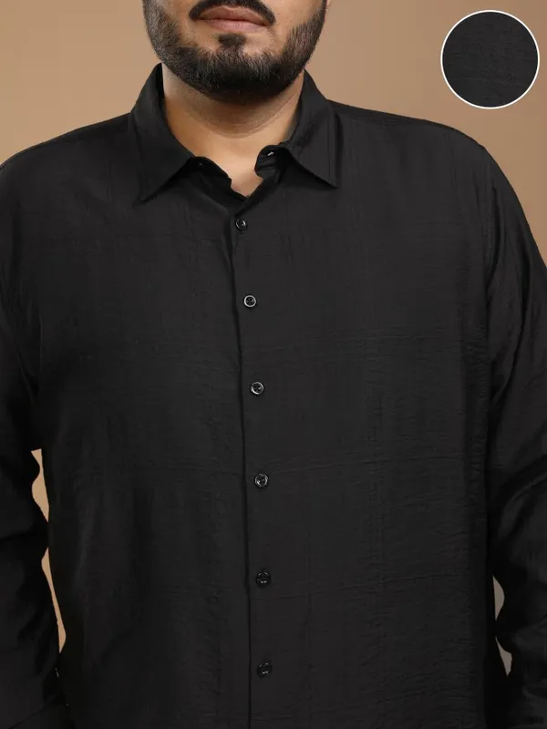 Xtra Ordinary By Highlander Men Black Self Design Relaxed Fit Casual Shirt