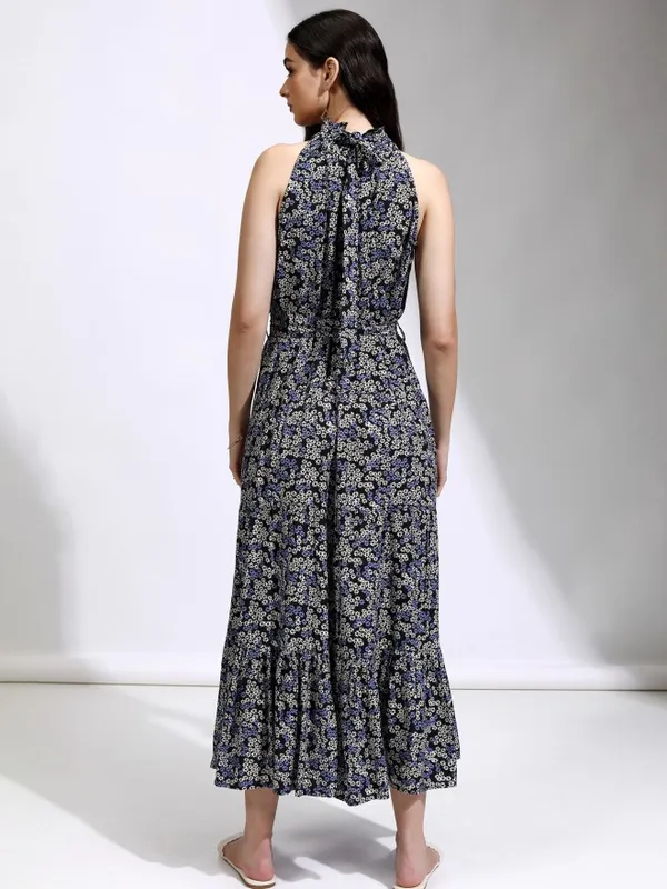 Tokyo Talkies Women Black Printed Fit And Flare Dress
