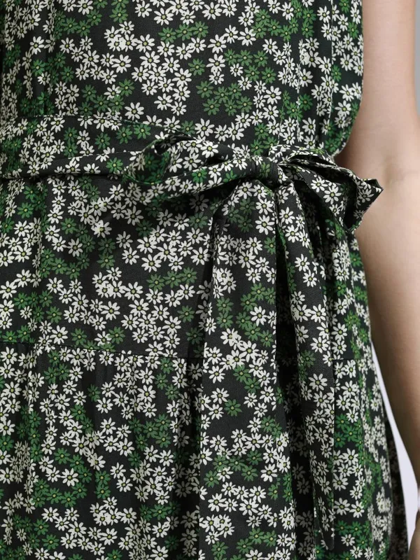 Tokyo Talkies Women Green Printed Fit And Flare Dress