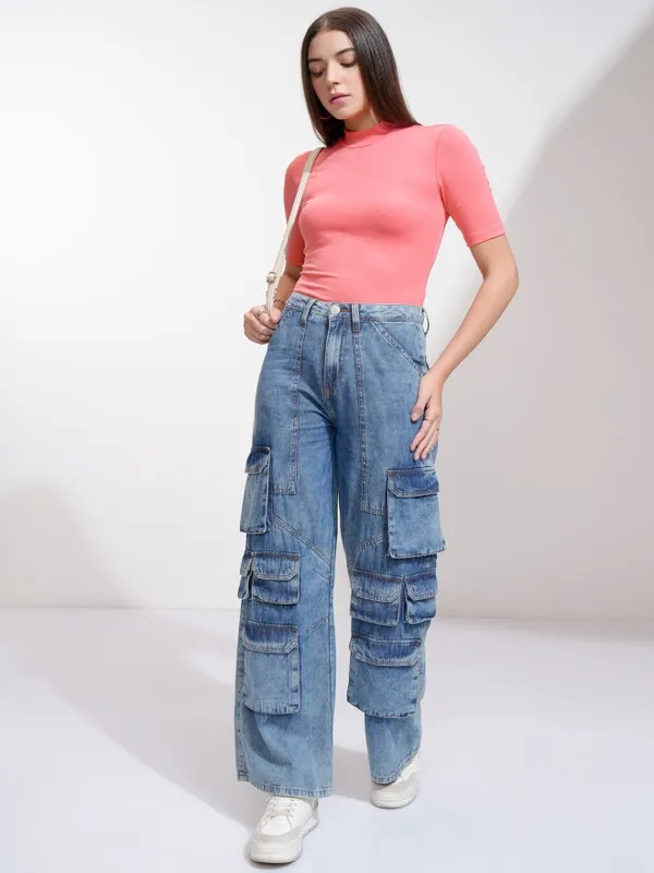 Tokyo Talkies Women Pink Solid Fitted Top