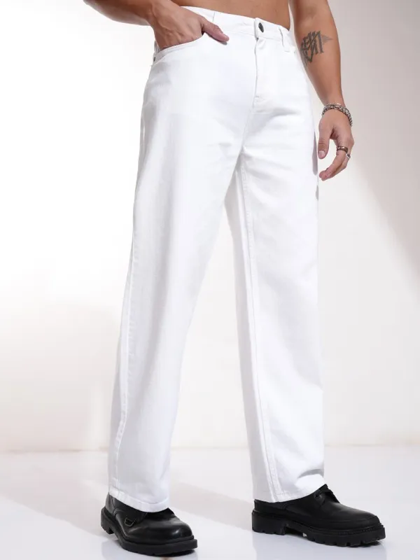 Highlander Men White Straight Fit Jeans