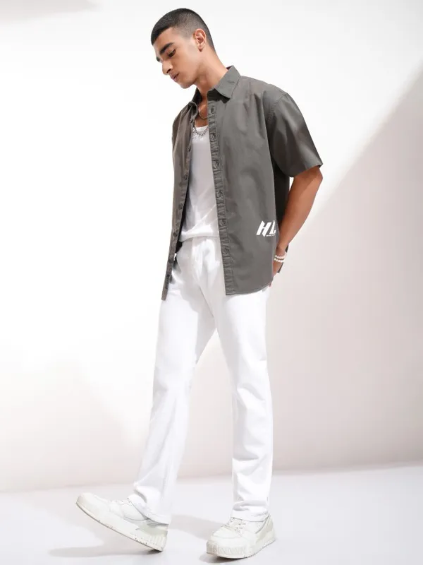 Highlander Men White Straight Fit Stretchable Jeans