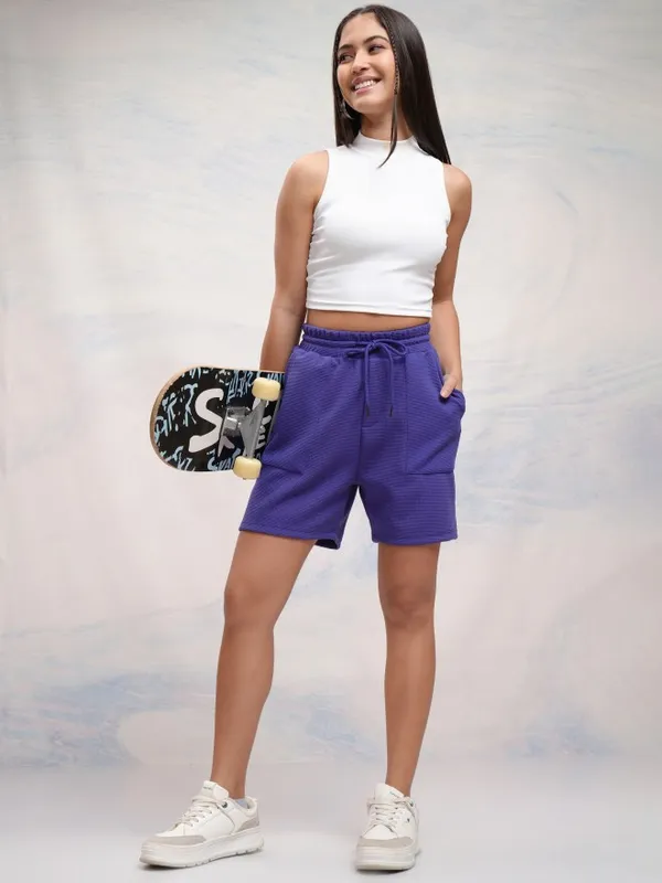 Tokyo Talkies Women Blue Regular Fit Shorts