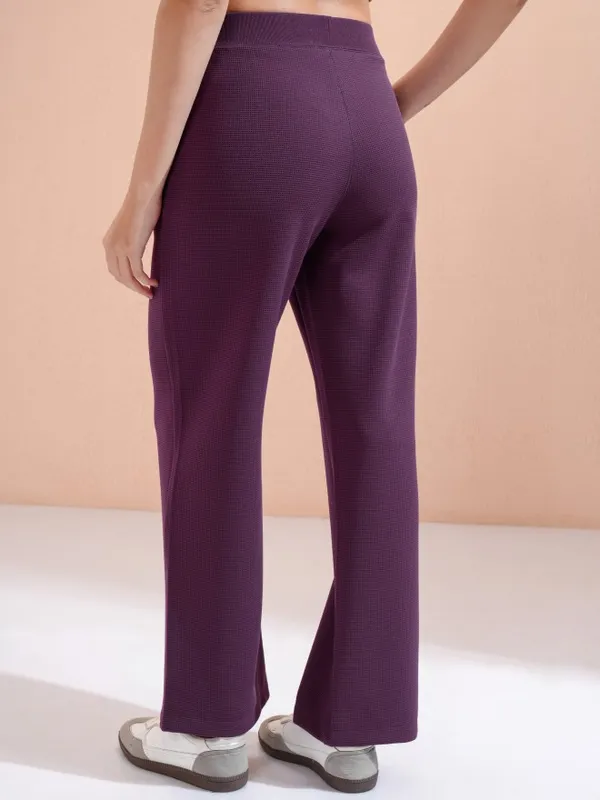 Tokyo Talkies Women Purple Solid Straight Fit Casual Trouser
