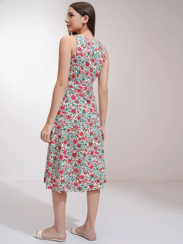Tokyo Talkies Women White Printed A-Line Dress