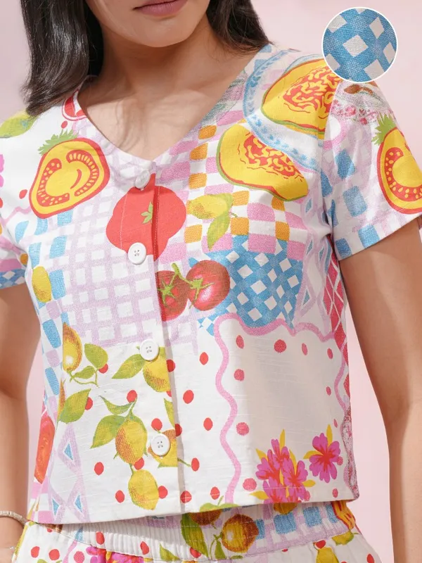 Tokyo Talkies Women White Printed Regular Top