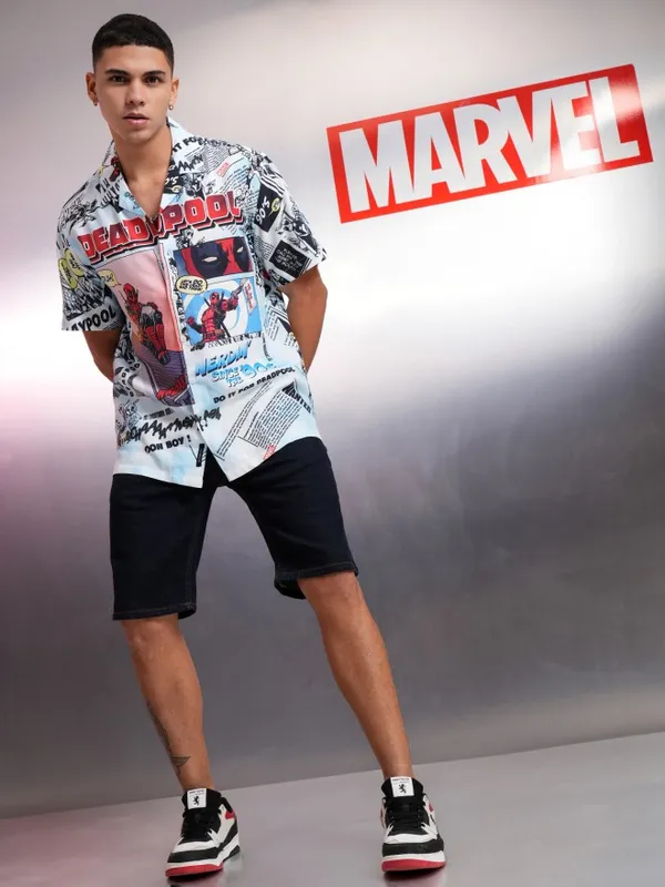 Marvel By Highlander Men Multi Deadpool Printed Relaxed Fit Casual Shirt