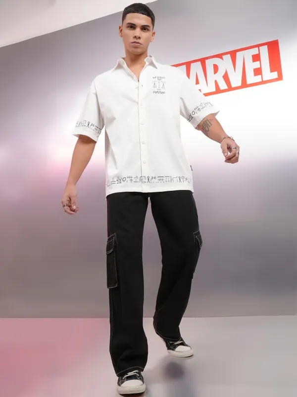Marvel Comic Men Printed Oversized Fit Casual Shirt