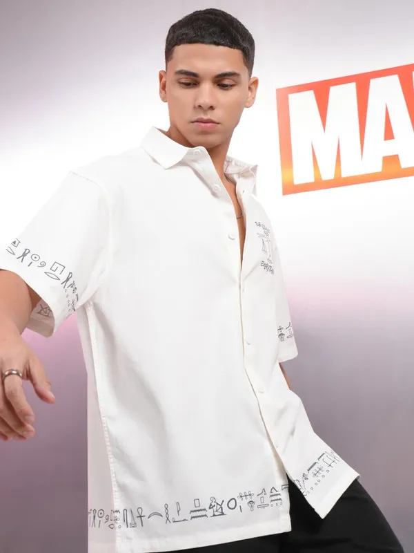 Marvel Comic Men Printed Oversized Fit Casual Shirt