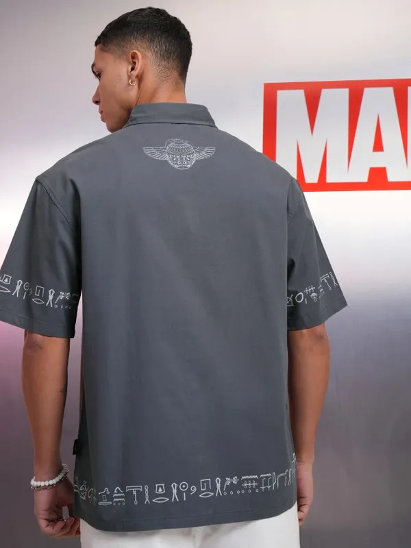 Marvel By Highlander Men Blue Moon Knight Printed Oversized Fit Casual Shirt