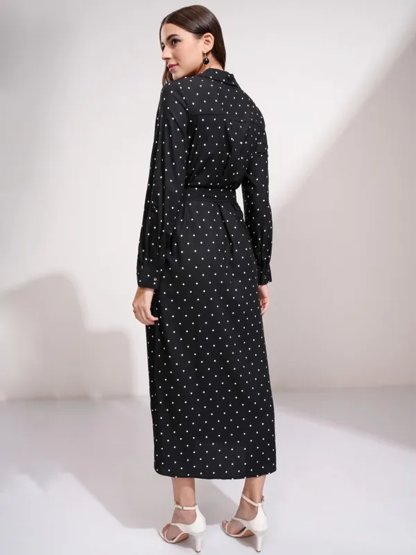 Tokyo Talkies Women Black Printed Shirt Dress