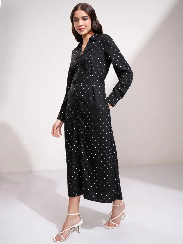 Tokyo Talkies Women Black Printed Shirt Dress
