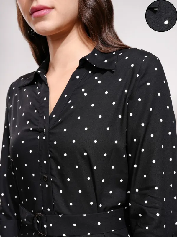 Tokyo Talkies Women Black Printed Shirt Dress