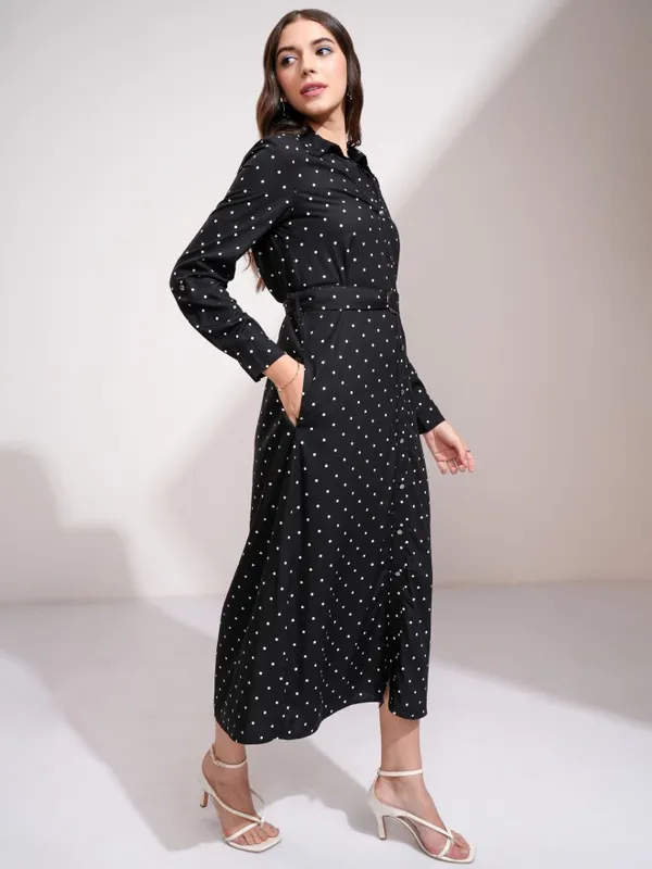 Tokyo Talkies Women Black Printed Shirt Dress