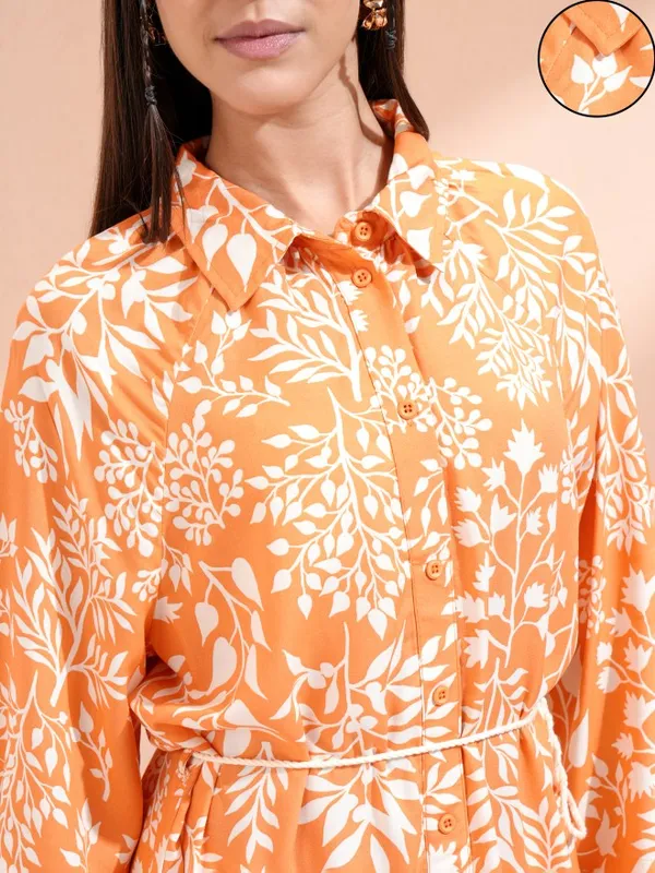 Tokyo Talkies Women Peach Printed A-Line Dress