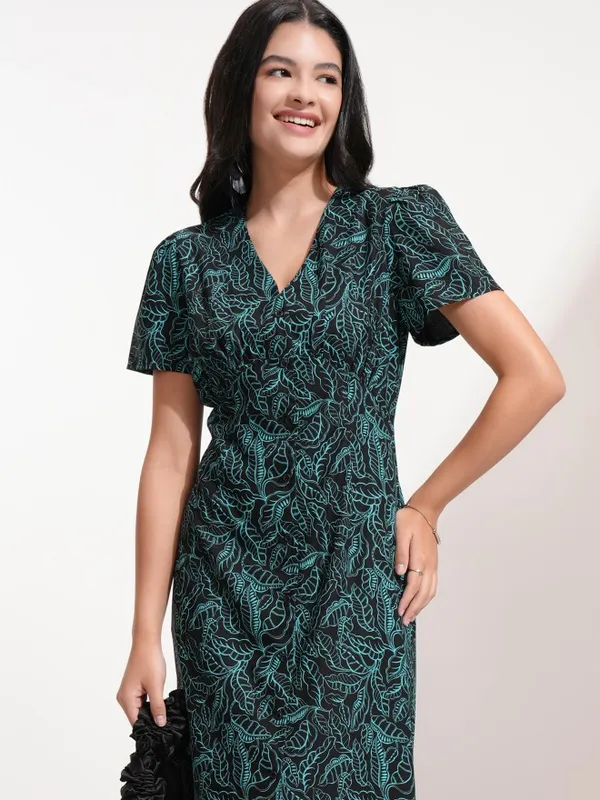Printed Fit And Flare Dress