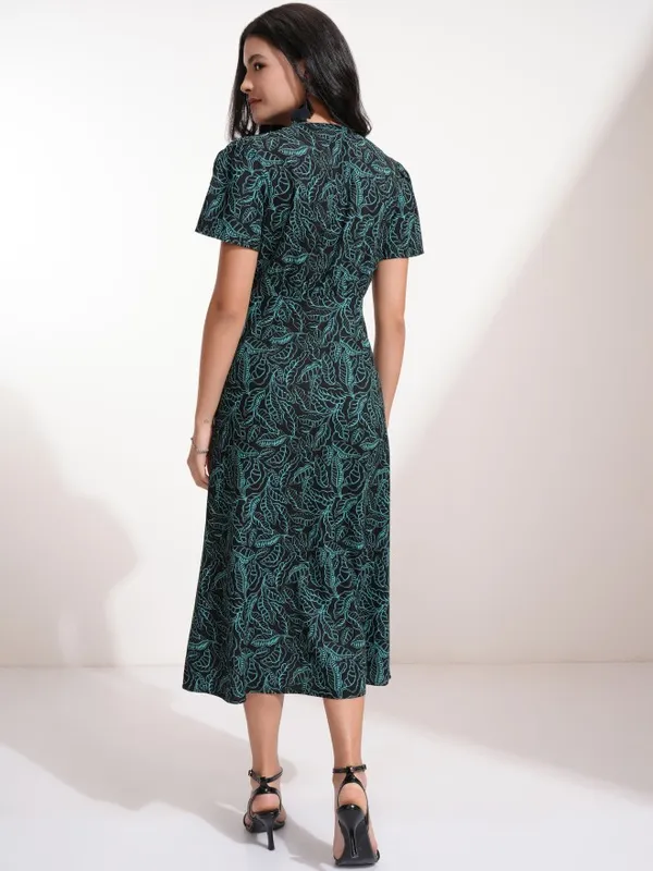 Tokyo Talkies Women Black Printed Fit And Flare Dress