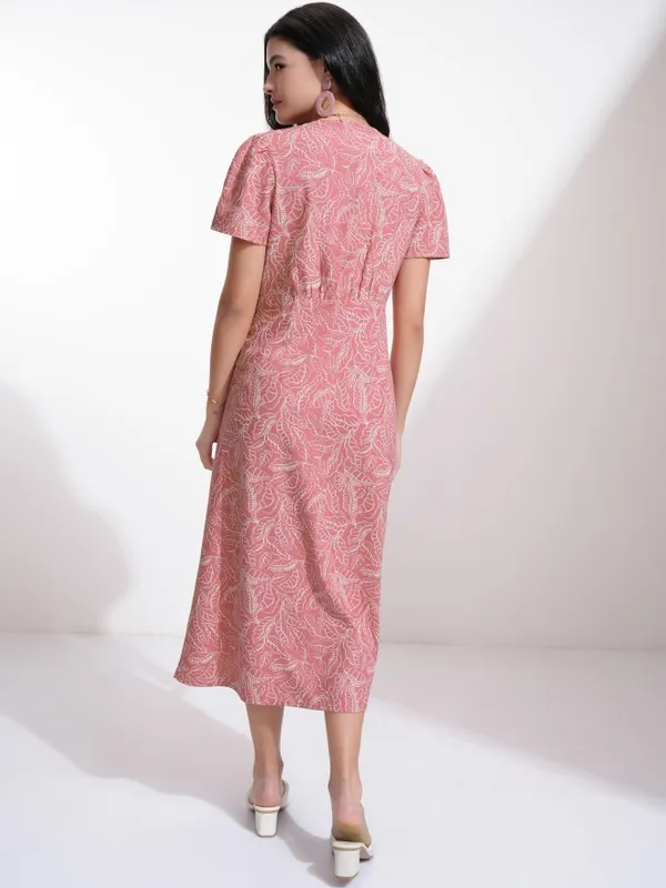 Tokyo Talkies Women Pink Printed Fit And Flare Dress