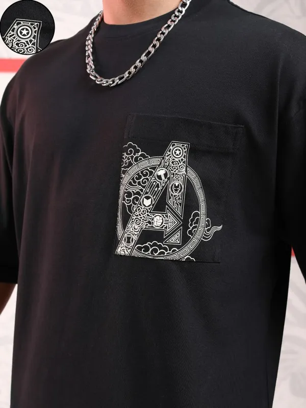 Avengers Men Printed Round Neck Oversized Fit T-Shirt