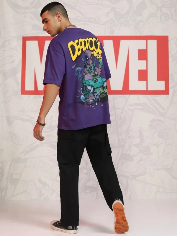 Deadpool Men Printed Round Neck Oversized Fit T-Shirt