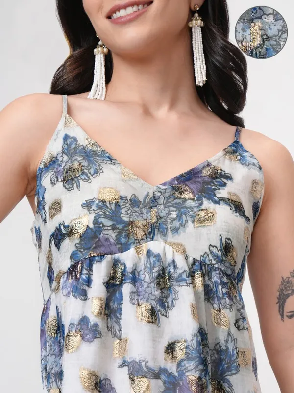 Vishudh Women White Printed Maxi Dress
