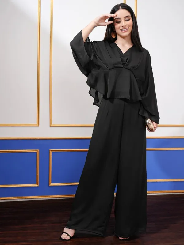Vishudh Women Black Top With Palazzos Co-Ords