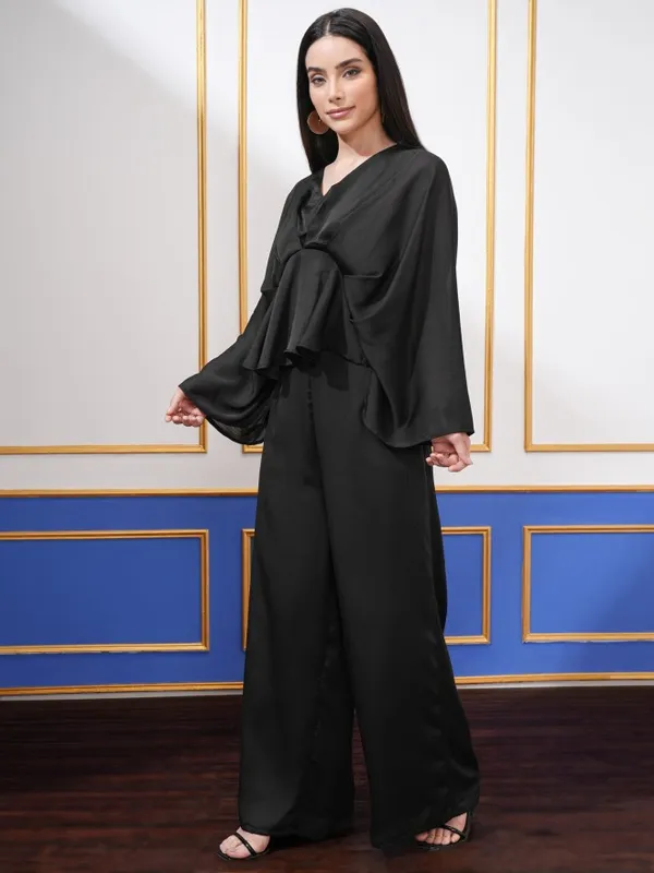 Vishudh Women Black Top With Palazzos Co-Ords