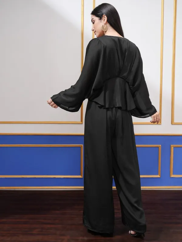 Vishudh Women Black Top With Palazzos Co-Ords