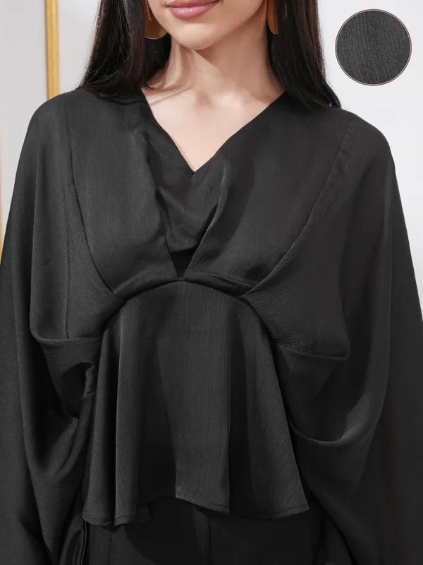 Vishudh Women Black Top With Palazzos Co-Ords
