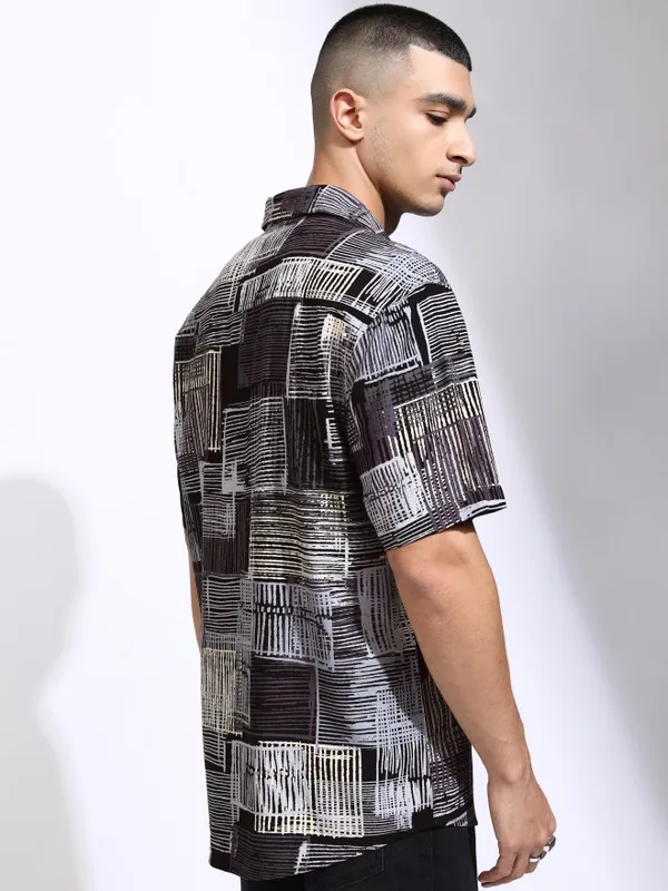 Highlander Men Grey Printed Relaxed Fit Casual Shirt